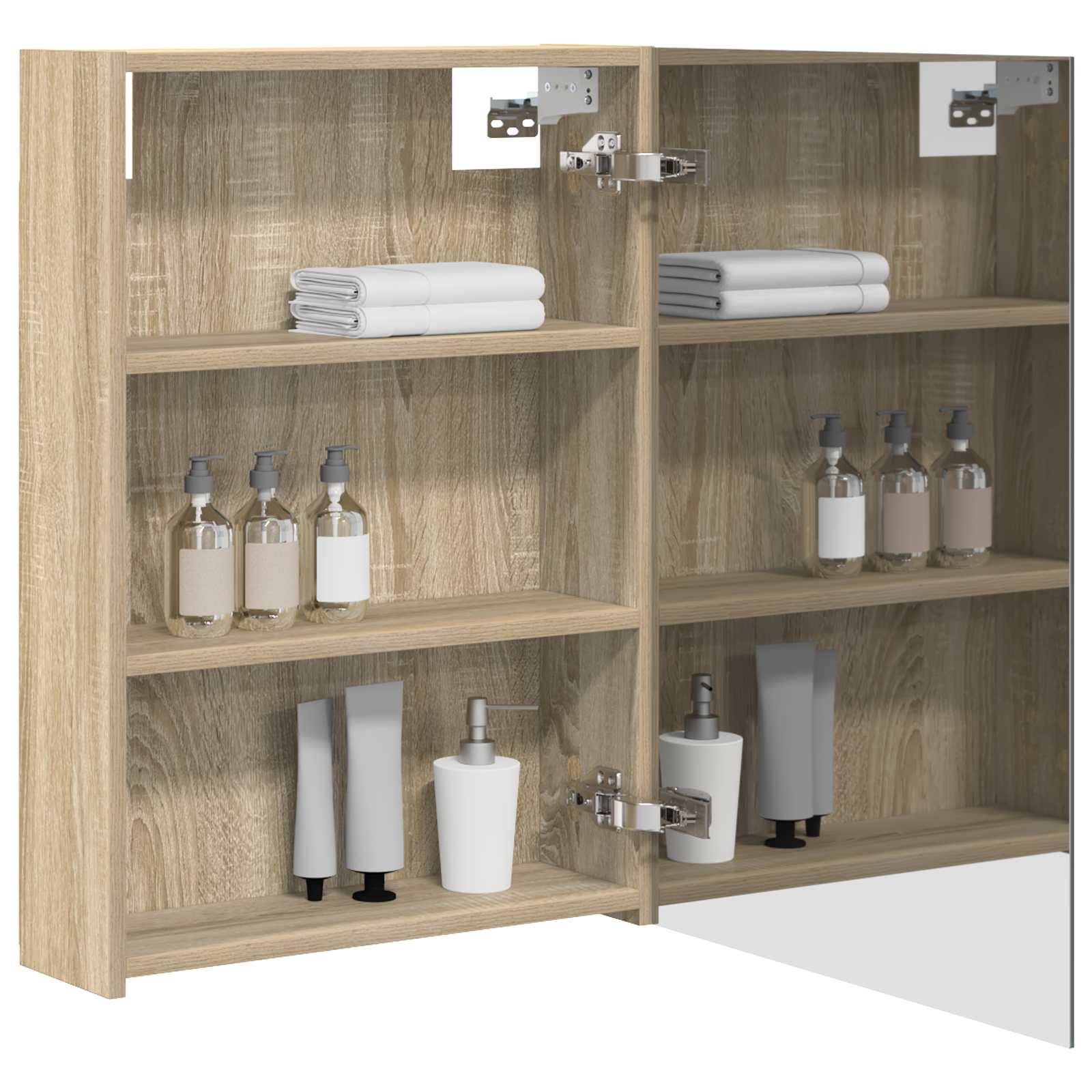 vidaXL Badezimmerspiegelschrank mit Tür Sonoma-Eiche 50 x 14,5 x 70 cm