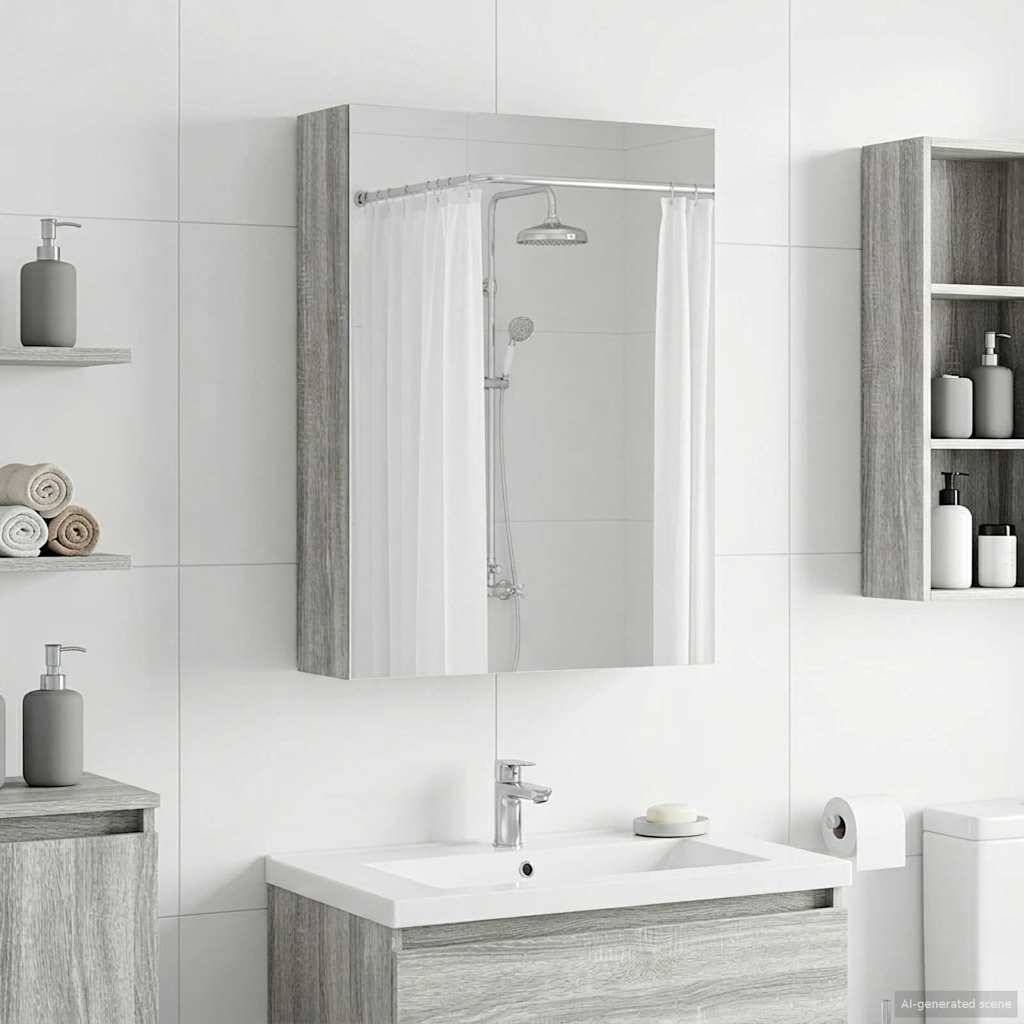 vidaXL Badezimmerspiegelschrank Graues Sonoma 50 x 14,5 x 70 cm