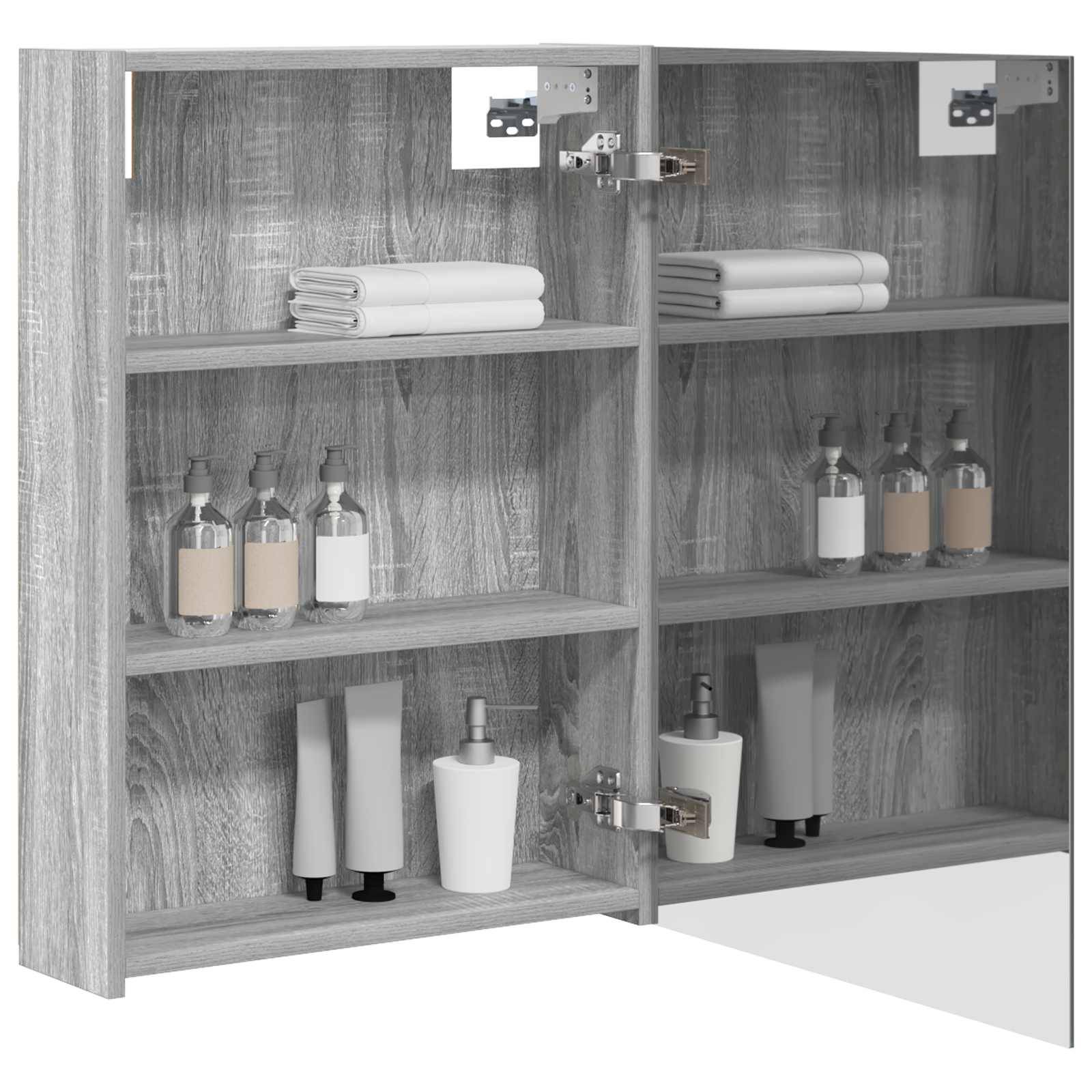 vidaXL Badezimmerspiegelschrank Graues Sonoma 50 x 14,5 x 70 cm