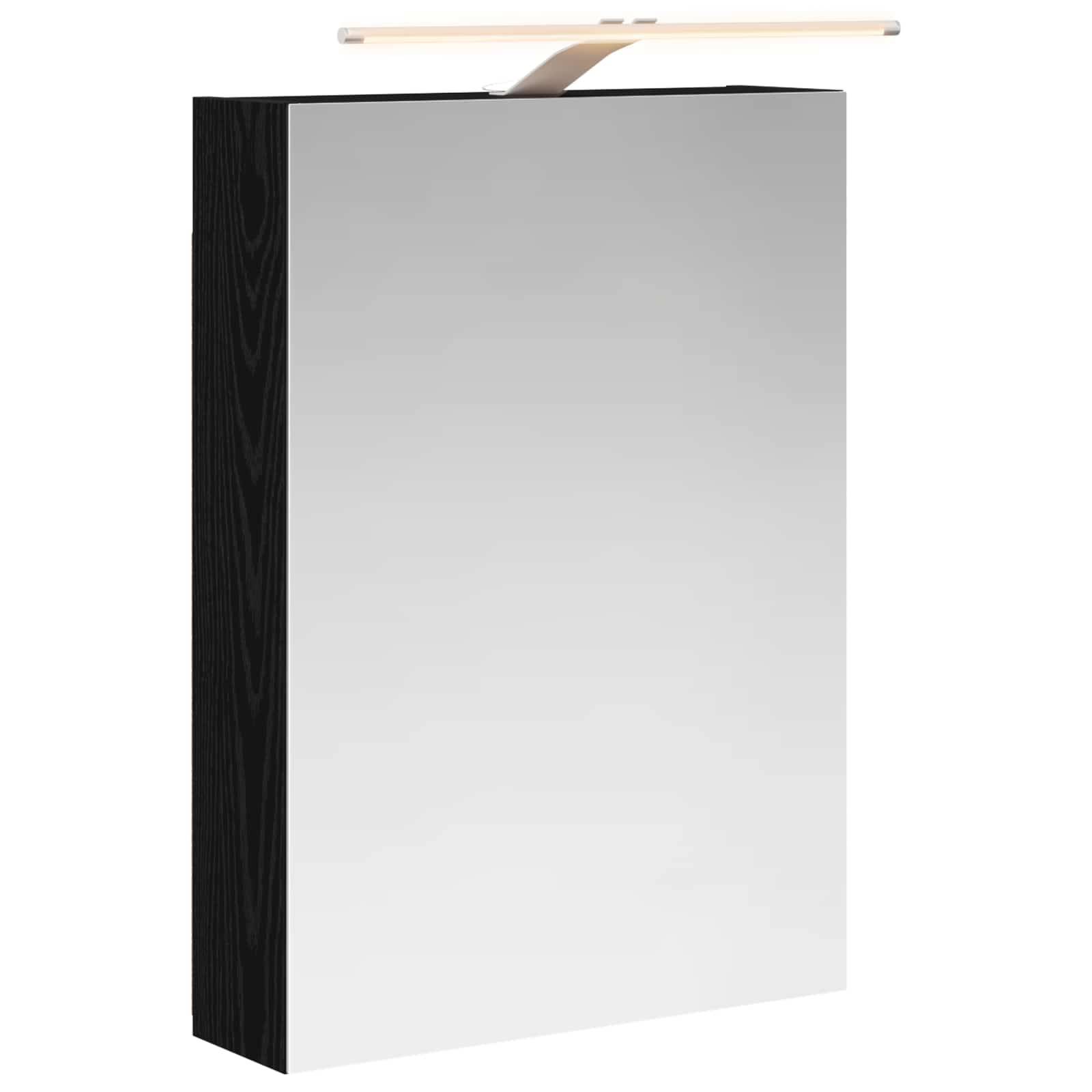 vidaXL Badezimmerspiegelschrank Schwarz Eichen-Optik 50 x 14,5 x 70 cm