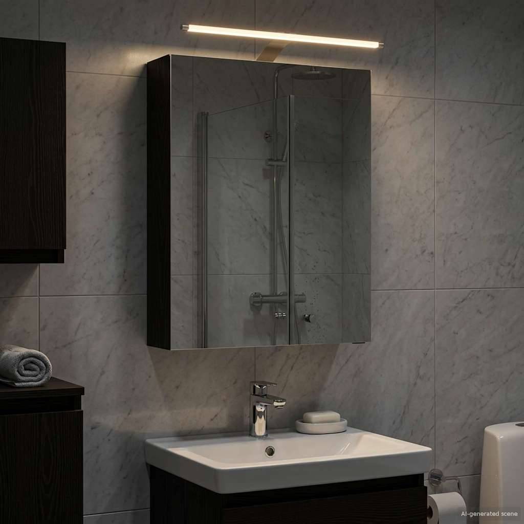 vidaXL Badezimmerspiegelschrank Schwarz Eichen-Optik 50 x 14,5 x 70 cm