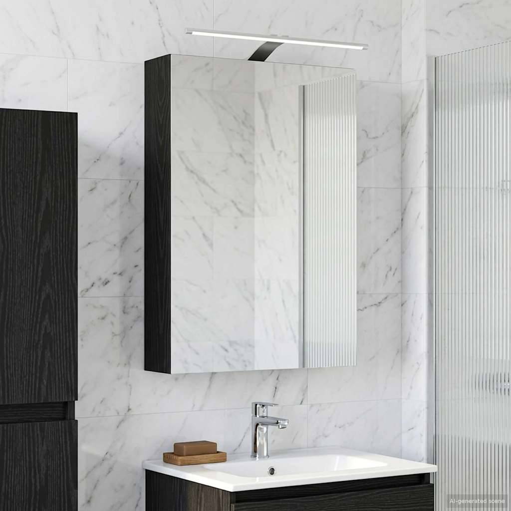 vidaXL Badezimmerspiegelschrank Schwarz Eichen-Optik 50 x 14,5 x 70 cm