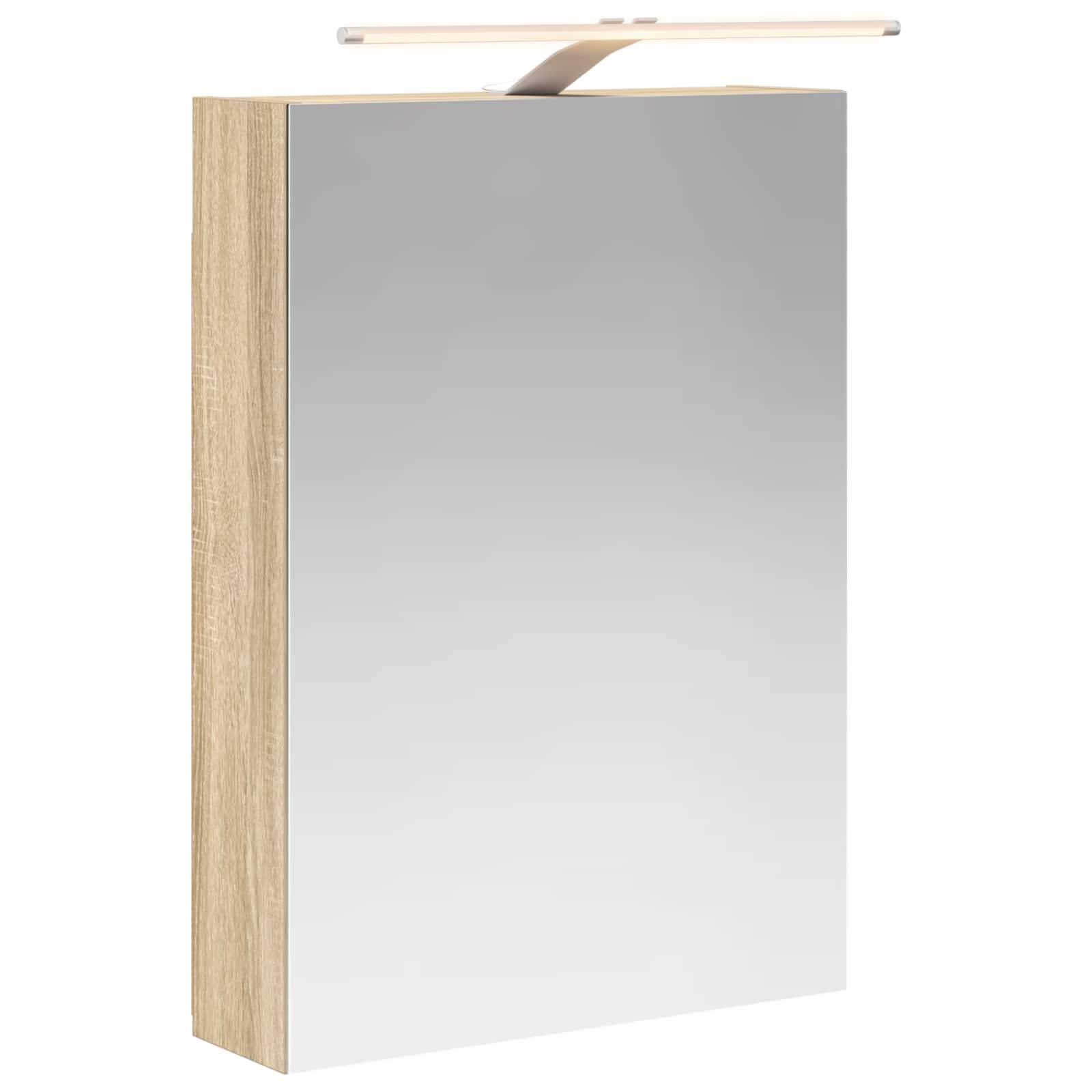 vidaXL Badezimmerspiegelschrank mit Tür Sonoma-Eiche 50 x 14,5 x 70 cm