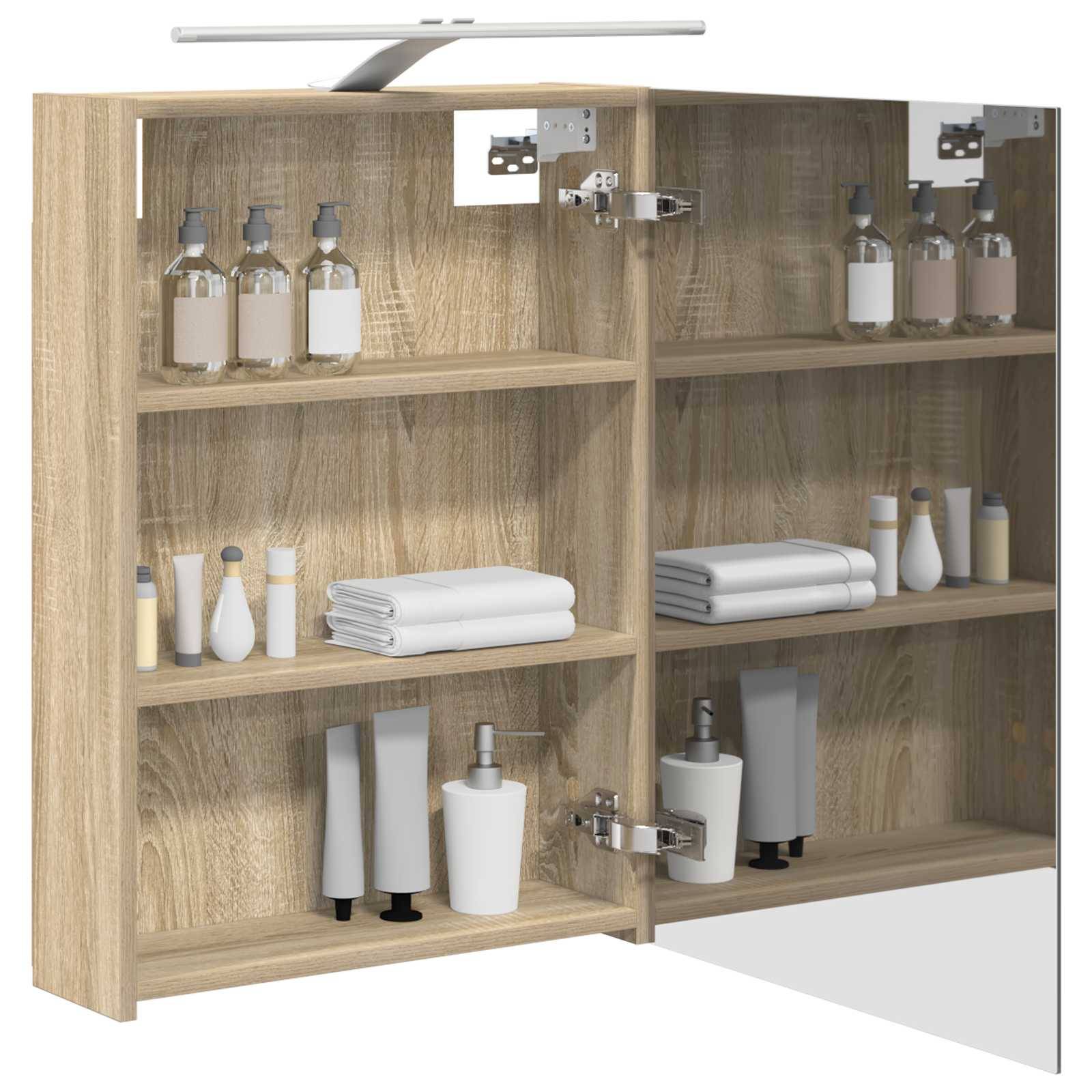 vidaXL Badezimmerspiegelschrank mit Tür Sonoma-Eiche 50 x 14,5 x 70 cm