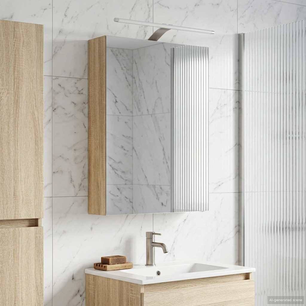 vidaXL Badezimmerspiegelschrank mit Tür Sonoma-Eiche 50 x 14,5 x 70 cm