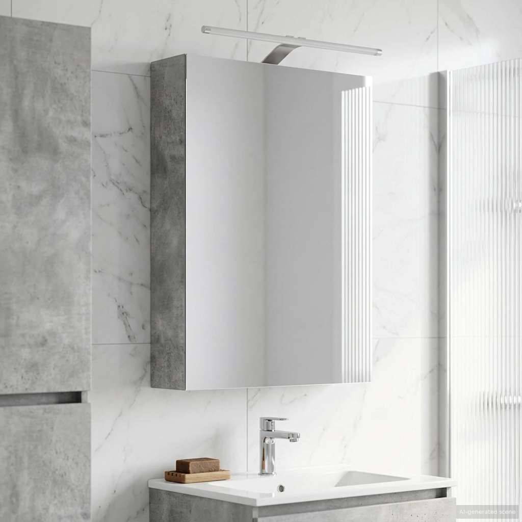 vidaXL Badezimmerspiegelschrank mit Regal Beton Grau 50 x 14,5 x 70 cm