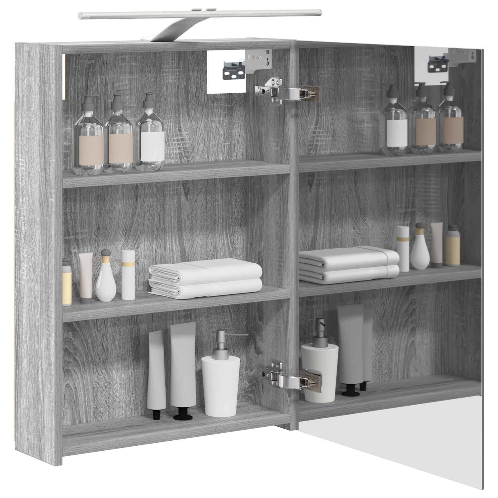 vidaXL Badezimmerspiegelschrank Graues Sonoma 50 x 14,5 x 70 cm