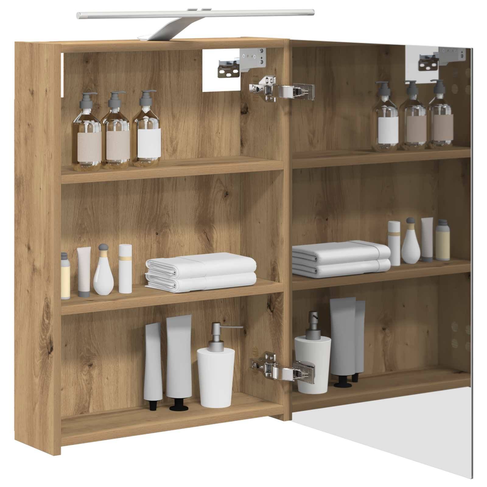 vidaXL Badezimmerspiegelschrank Kunsthandwerk Eiche 50 x 14,5 x 70 cm