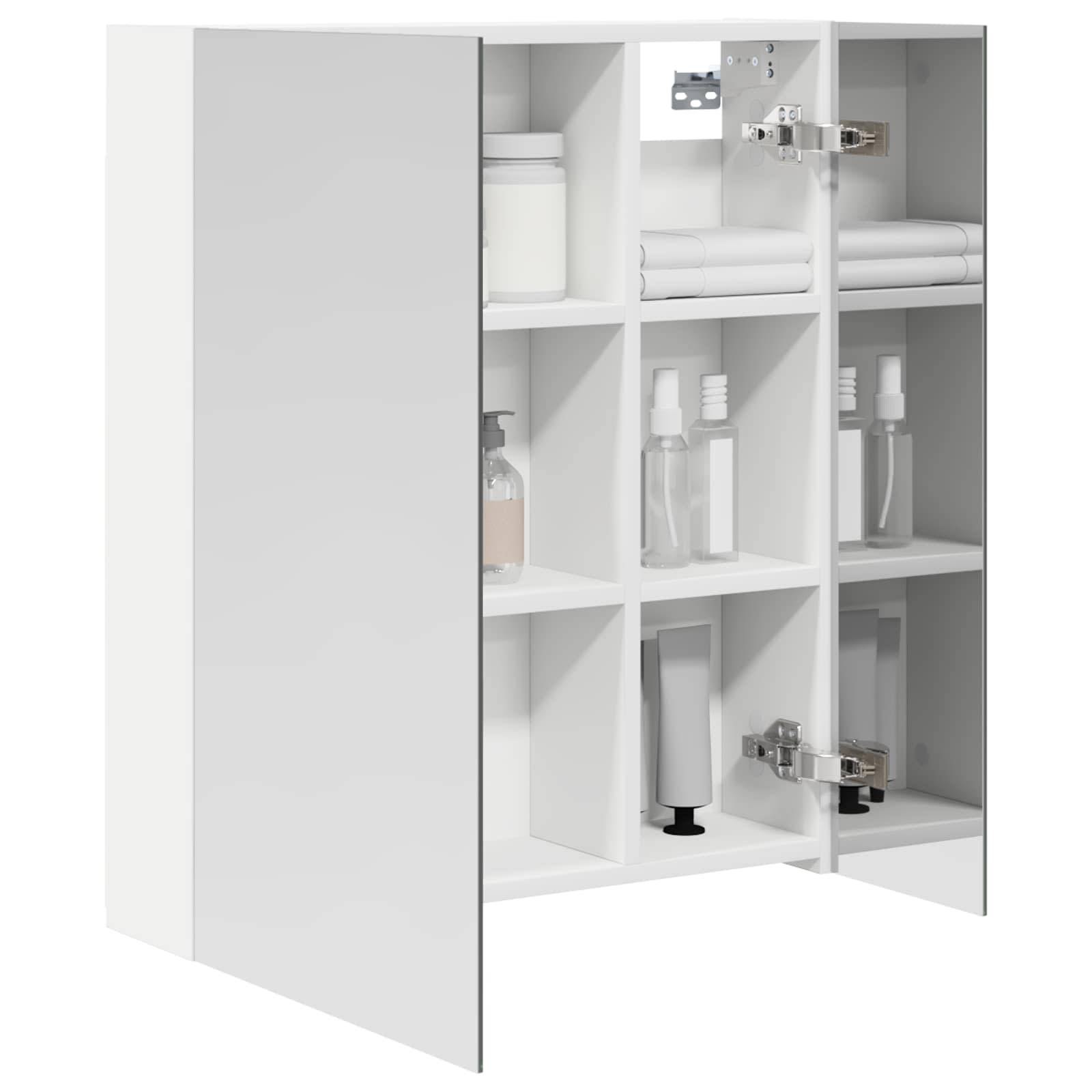 vidaXL Badezimmerspiegelschrank Weiß 60 x 14,5 x 70 cm Holzwerkstoff