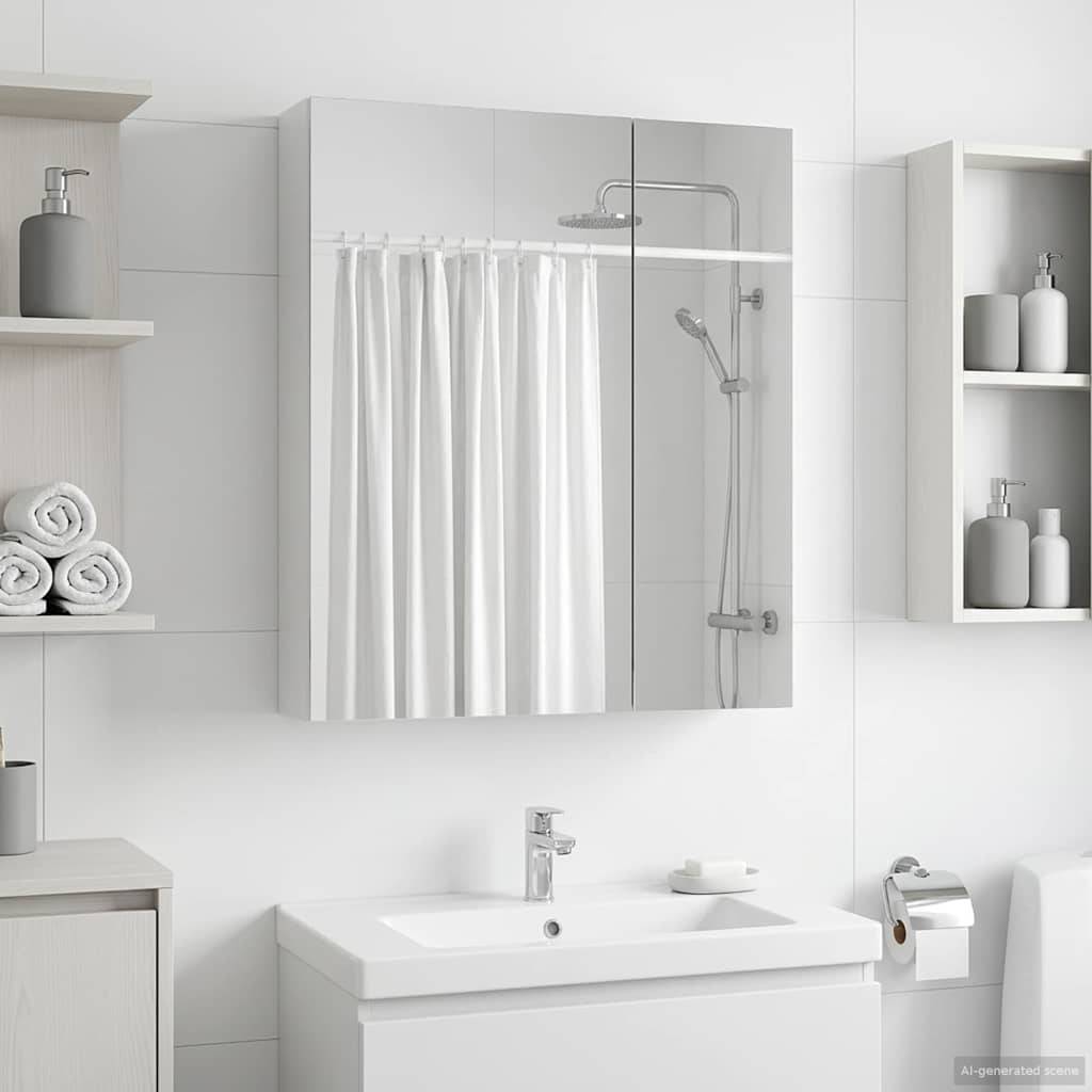 vidaXL Badezimmerspiegelschrank Weiß 60 x 14,5 x 70 cm Holzwerkstoff