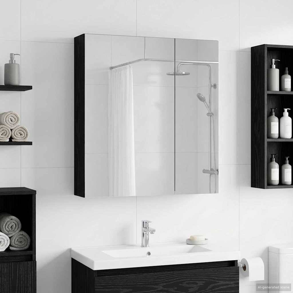 vidaXL Badezimmerspiegelschrank Schwarz Eichen-Optik 60 x 14,5 x 70 cm