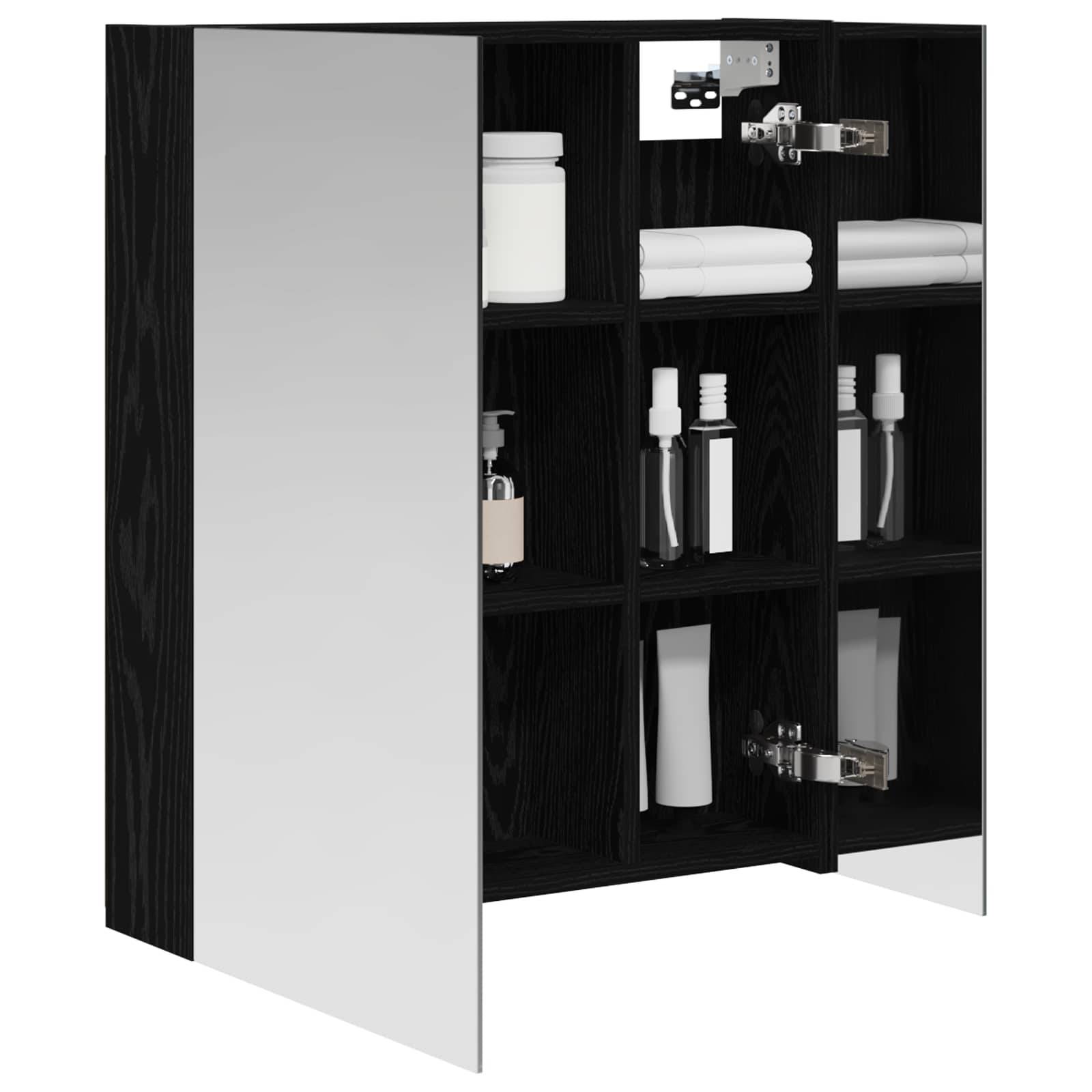 vidaXL Badezimmerspiegelschrank Schwarz Eichen-Optik 60 x 14,5 x 70 cm