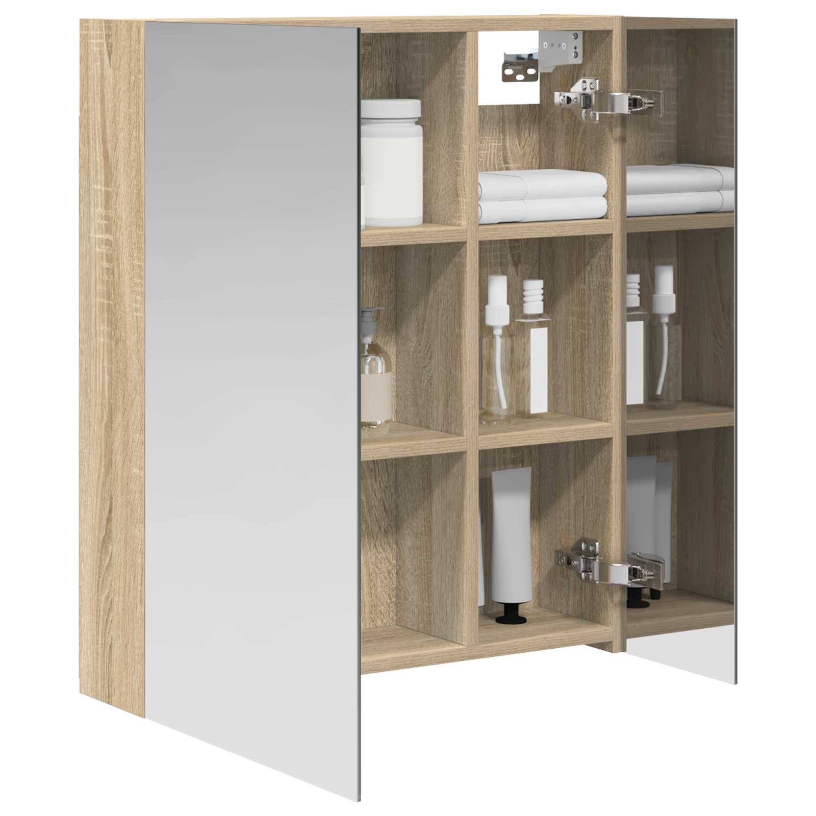 vidaXL Badezimmerspiegelschrank mit Tür Sonoma-Eiche 60 x 14,5 x 70 cm