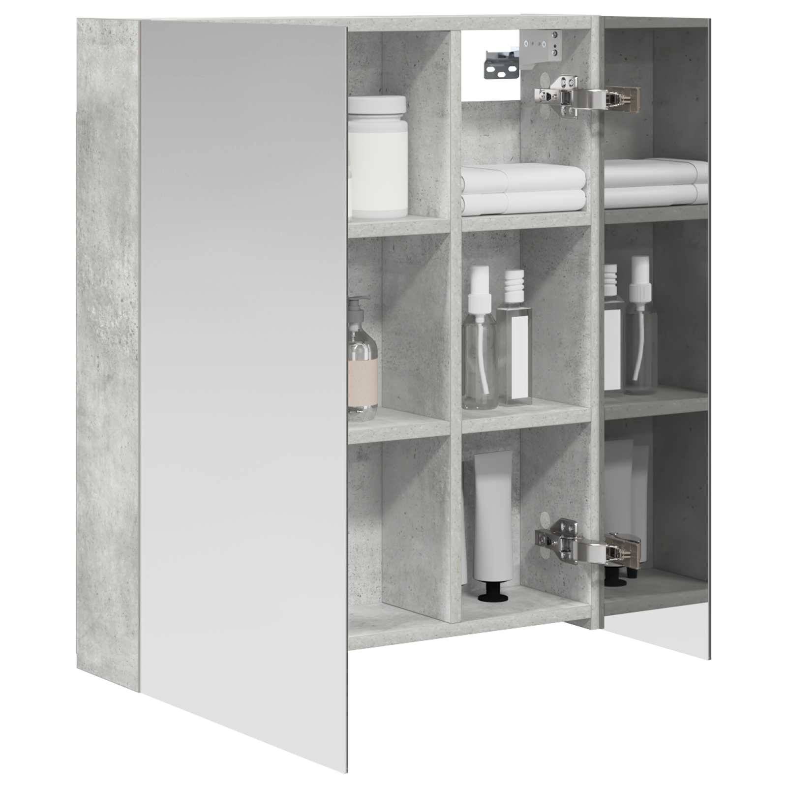 vidaXL Badezimmerspiegelschrank mit Regal Beton Grau 60 x 14,5 x 70 cm