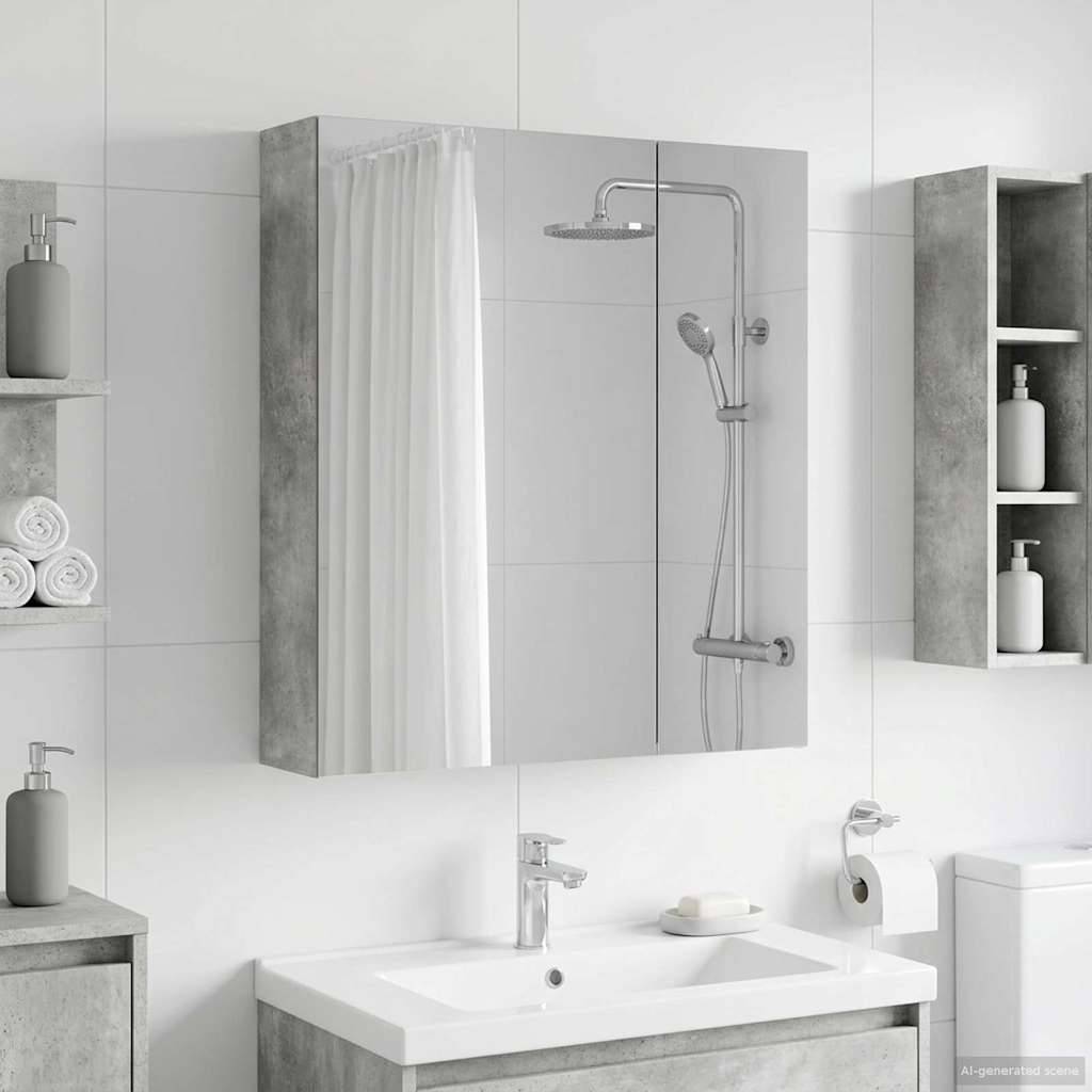 vidaXL Badezimmerspiegelschrank mit Regal Beton Grau 60 x 14,5 x 70 cm