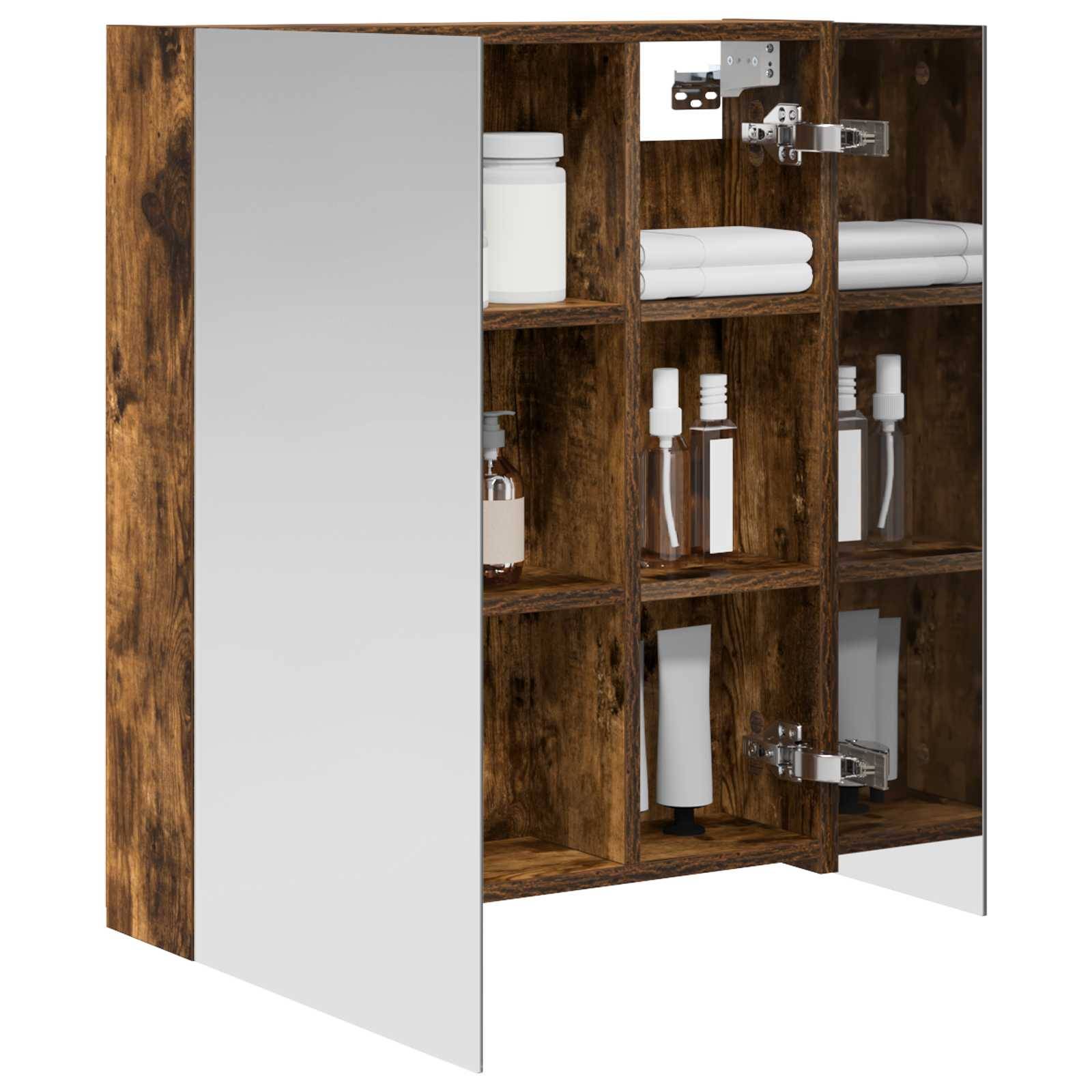 vidaXL Badezimmerspiegelschrank Geräucherte Eiche 60 x 14,5 x 70 cm
