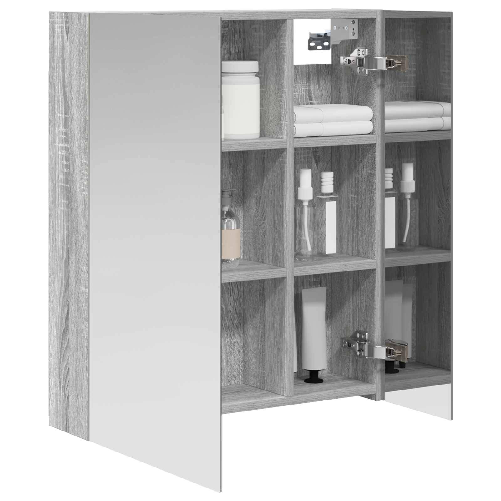 vidaXL Badezimmerspiegelschrank Graues Sonoma 60 x 14,5 x 70 cm