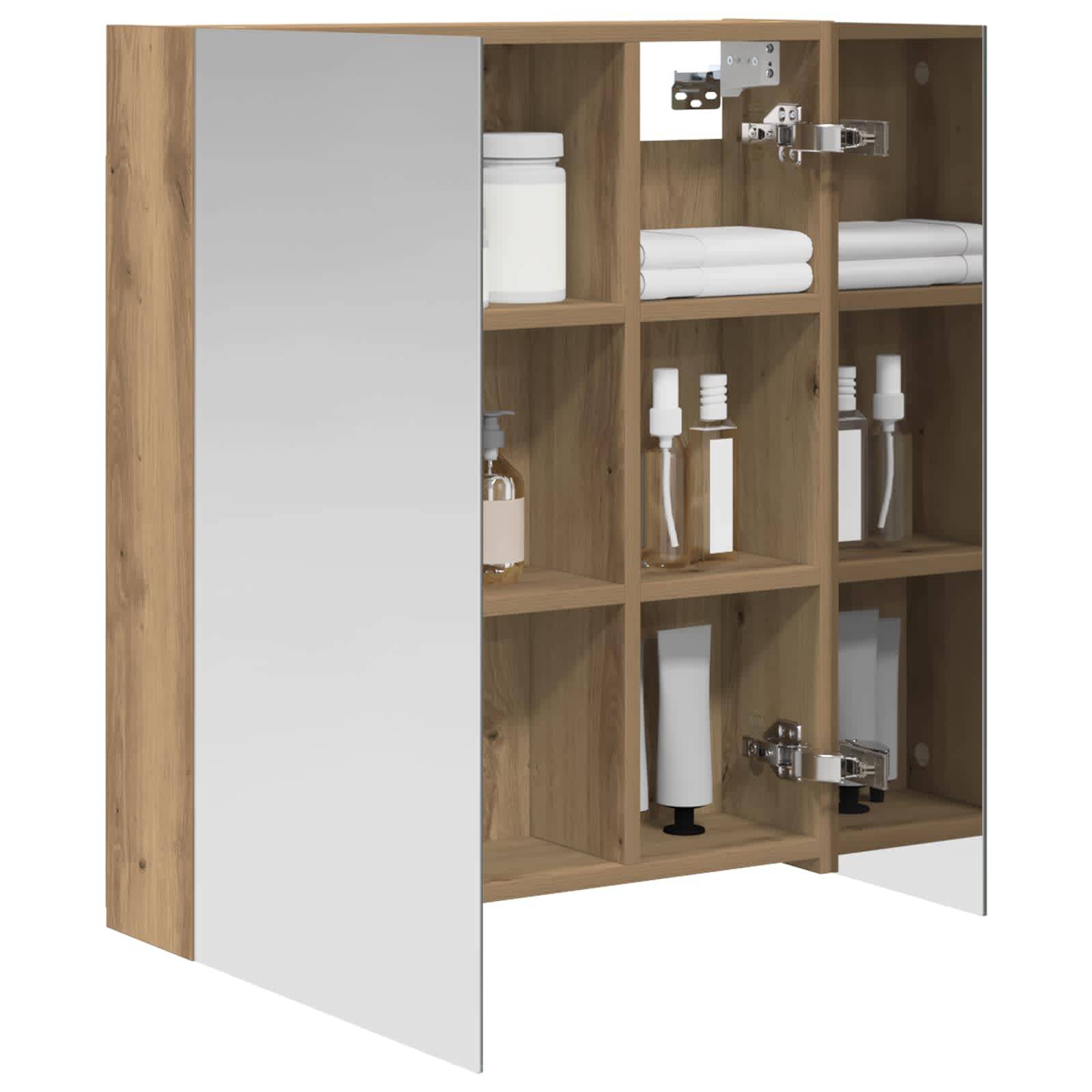vidaXL Badezimmerspiegelschrank Kunsthandwerk Eiche 60 x 14,5 x 70 cm