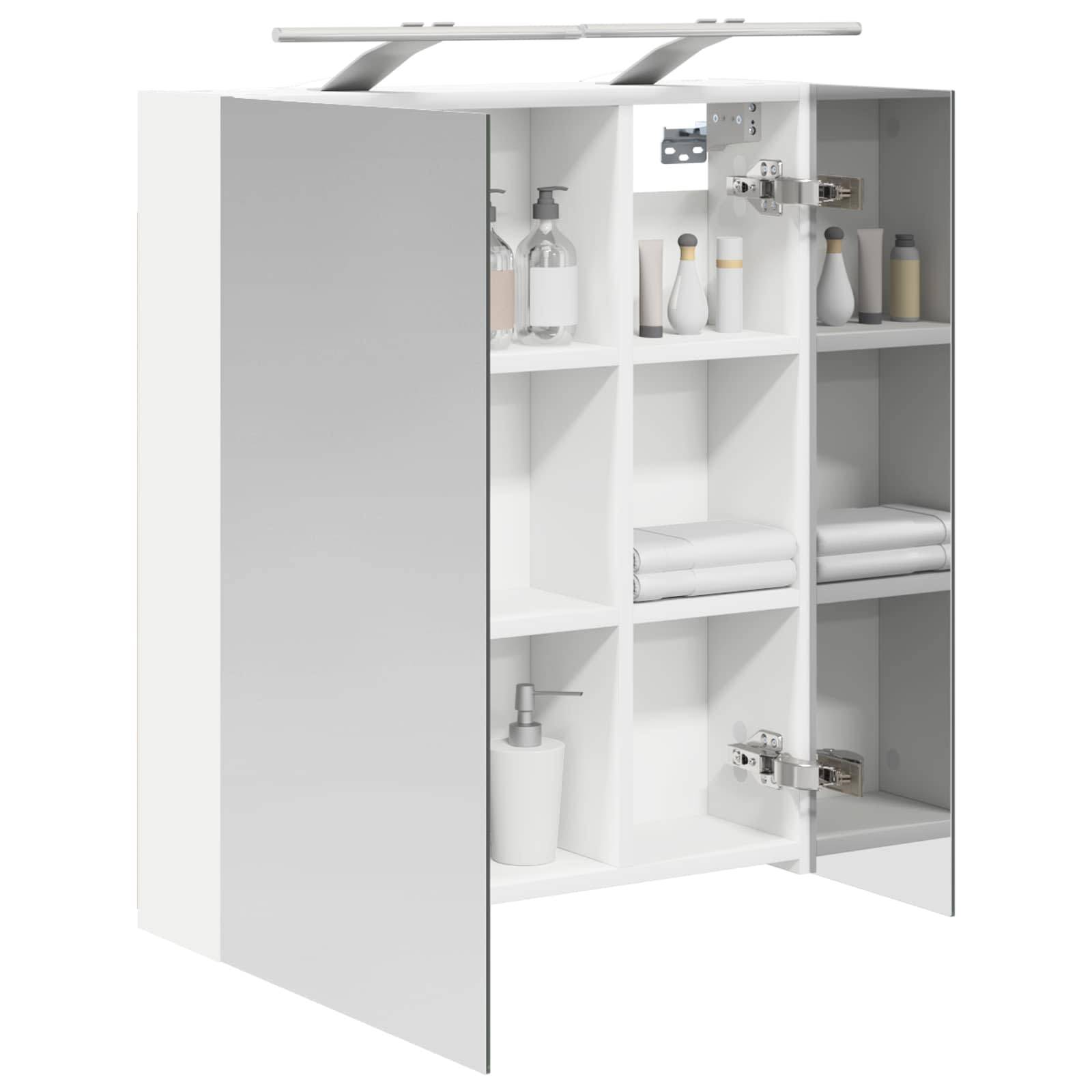 vidaXL Badezimmerspiegelschrank Weiß 60 x 14,5 x 70 cm Holzwerkstoff