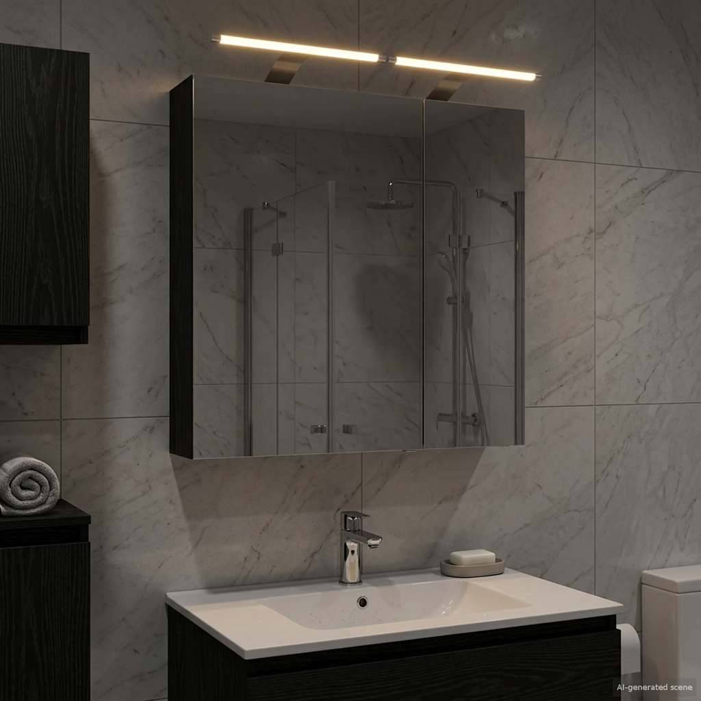 vidaXL Badezimmerspiegelschrank Schwarz Eichen-Optik 60 x 14,5 x 70 cm
