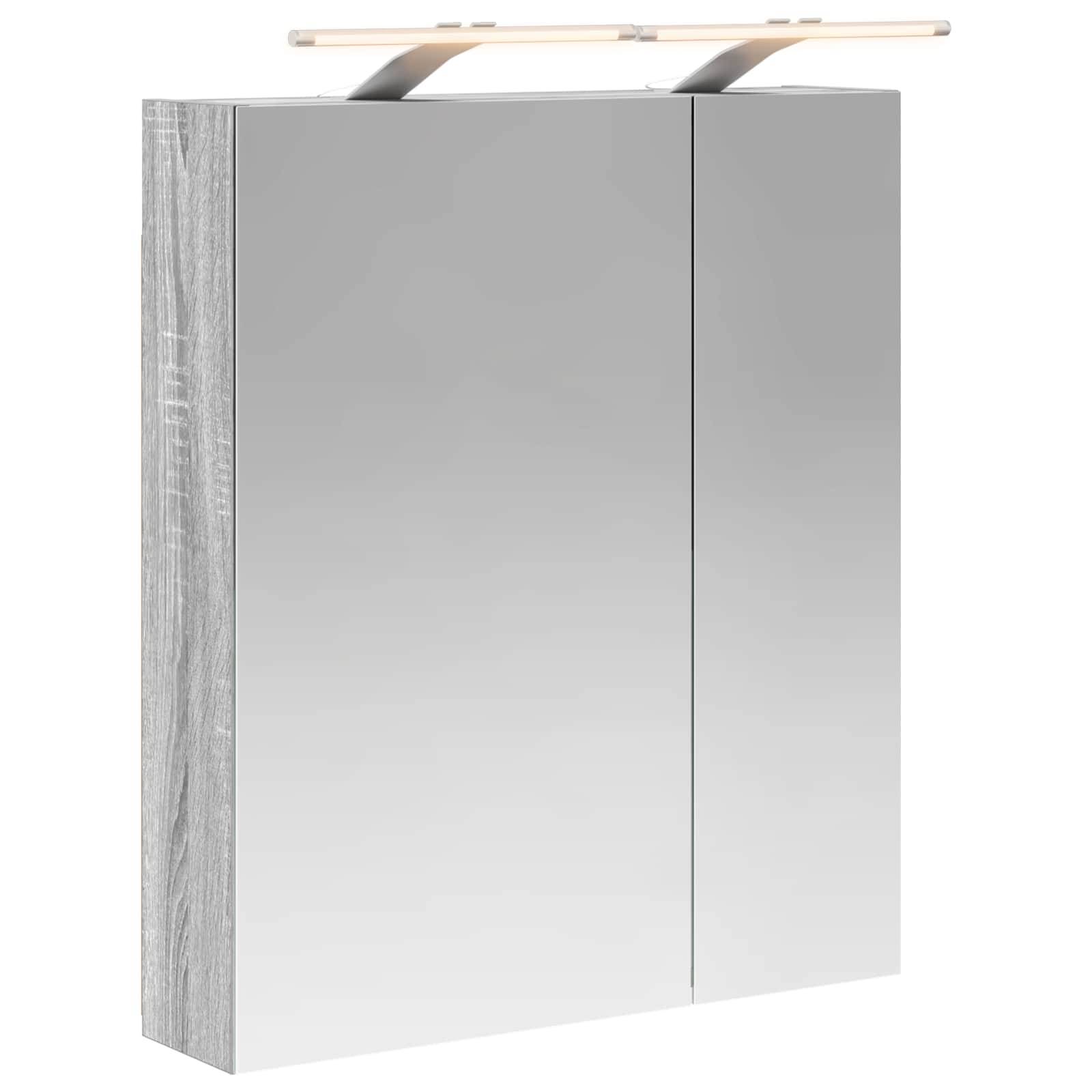 vidaXL Badezimmerspiegelschrank Graues Sonoma 60 x 14,5 x 70 cm