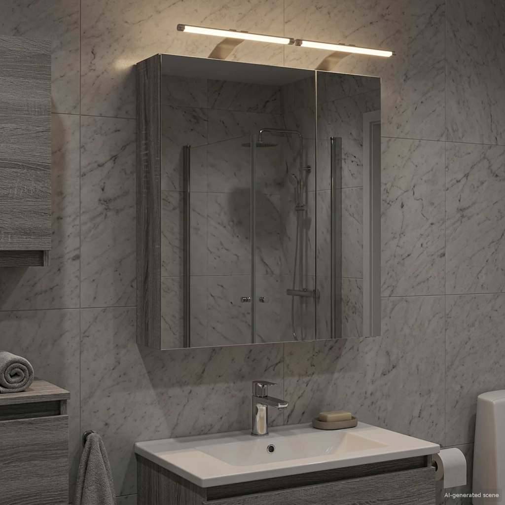 vidaXL Badezimmerspiegelschrank Graues Sonoma 60 x 14,5 x 70 cm