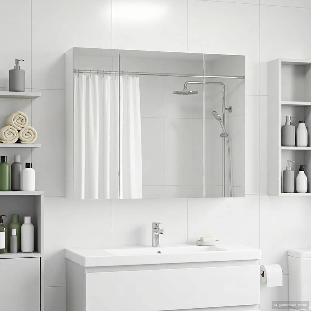 vidaXL Badezimmerspiegelschrank Weiß 60 x 14,5 x 50 cm Holzwerkstoff