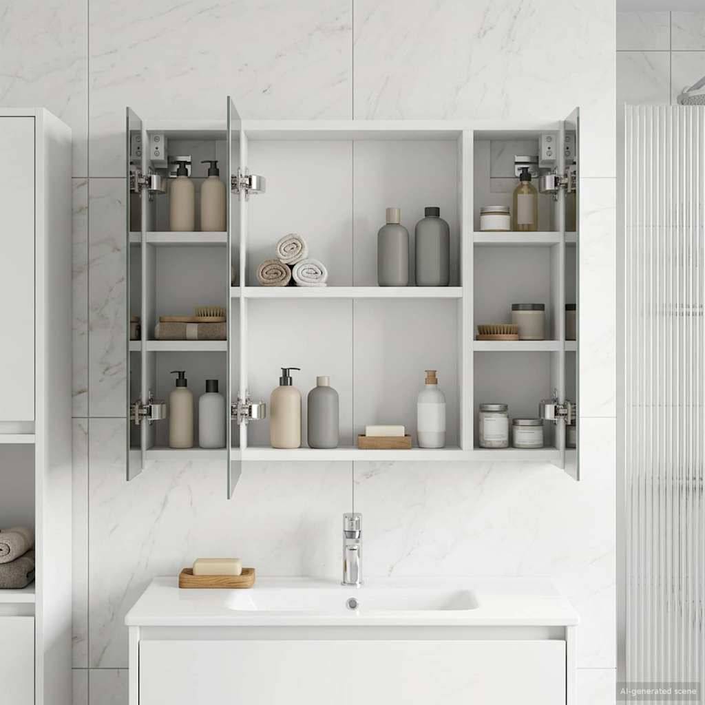 vidaXL Badezimmerspiegelschrank Weiß 60 x 14,5 x 50 cm Holzwerkstoff