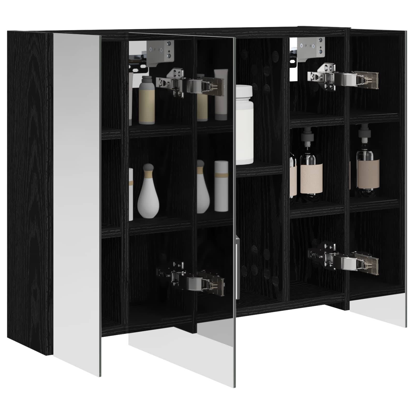 vidaXL Badezimmerspiegelschrank Schwarz Eichen-Optik 60 x 14,5 x 50 cm