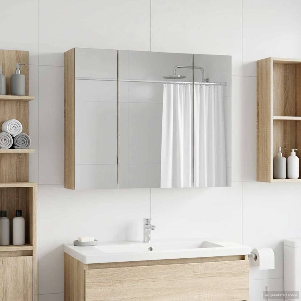 vidaXL Badezimmerspiegelschrank Sonoma-Eiche 60 x 14,5 x 50 cm