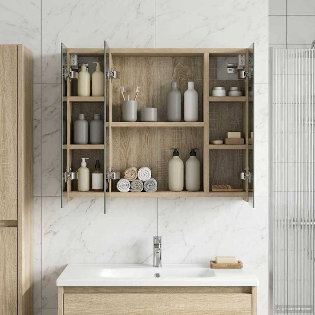 vidaXL Badezimmerspiegelschrank Sonoma-Eiche 60 x 14,5 x 50 cm