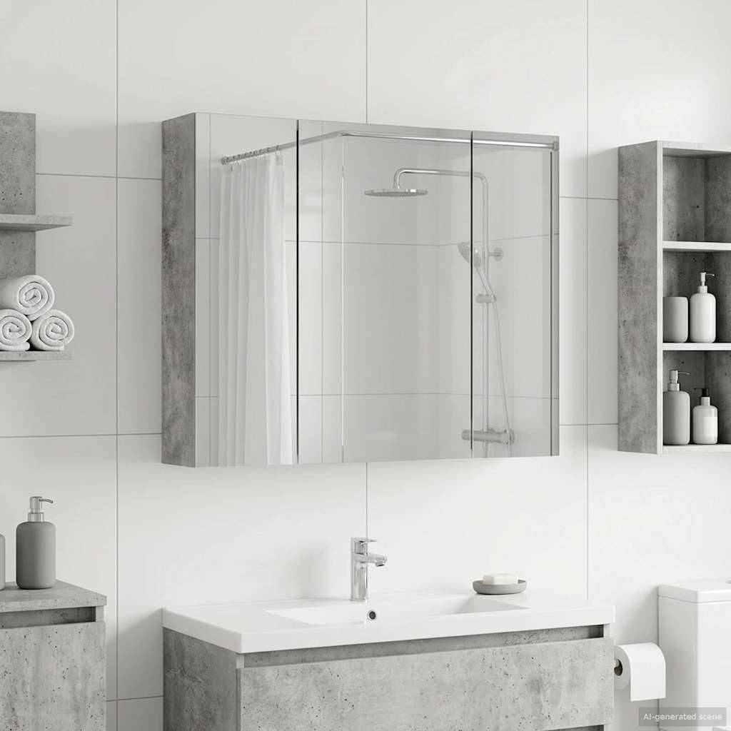vidaXL Badezimmerspiegelschrank Beton Grau 60 x 14,5 x 50 cm