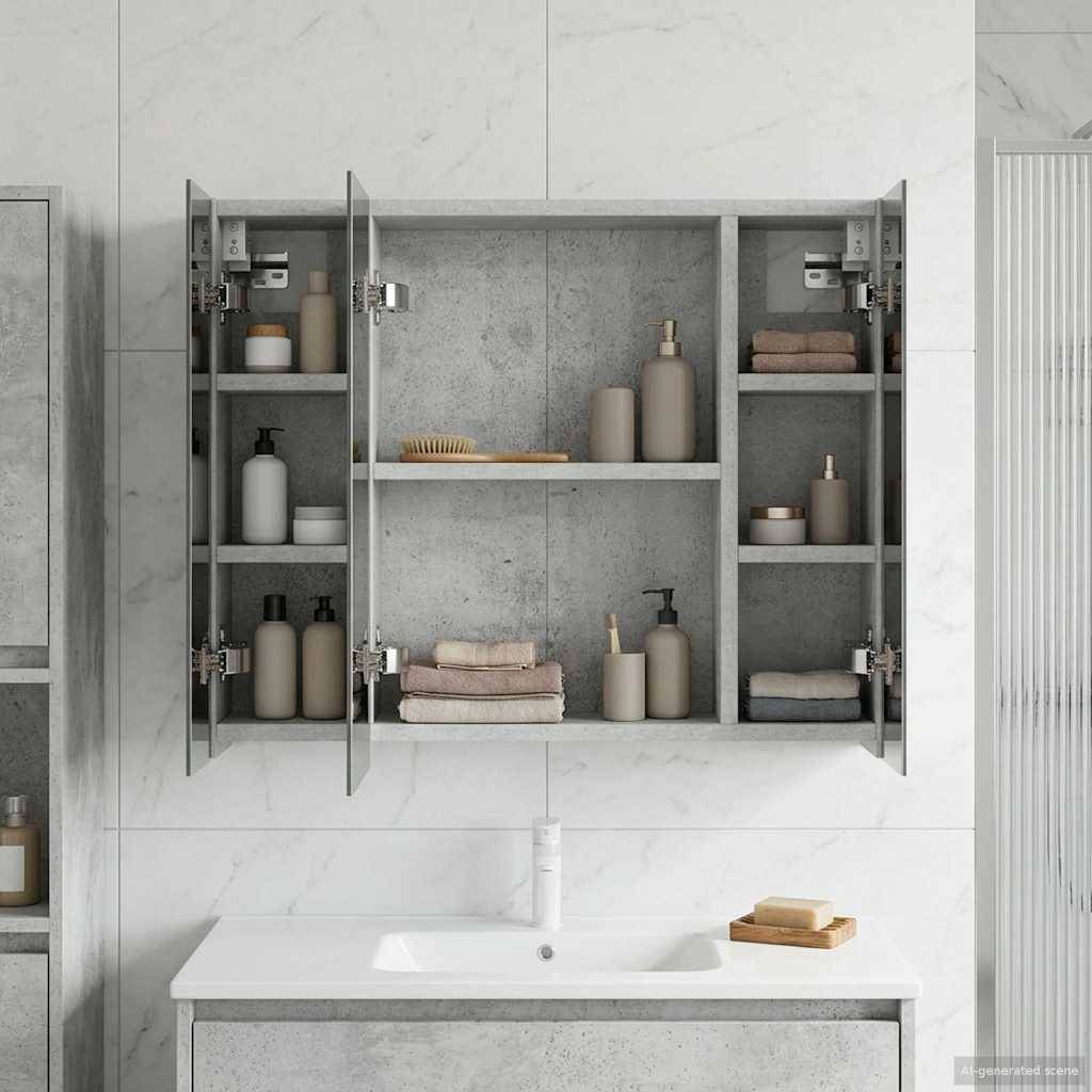 vidaXL Badezimmerspiegelschrank Beton Grau 60 x 14,5 x 50 cm