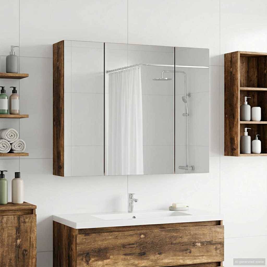 vidaXL Badezimmerspiegelschrank Geräucherte Eiche 60 x 14,5 x 50 cm