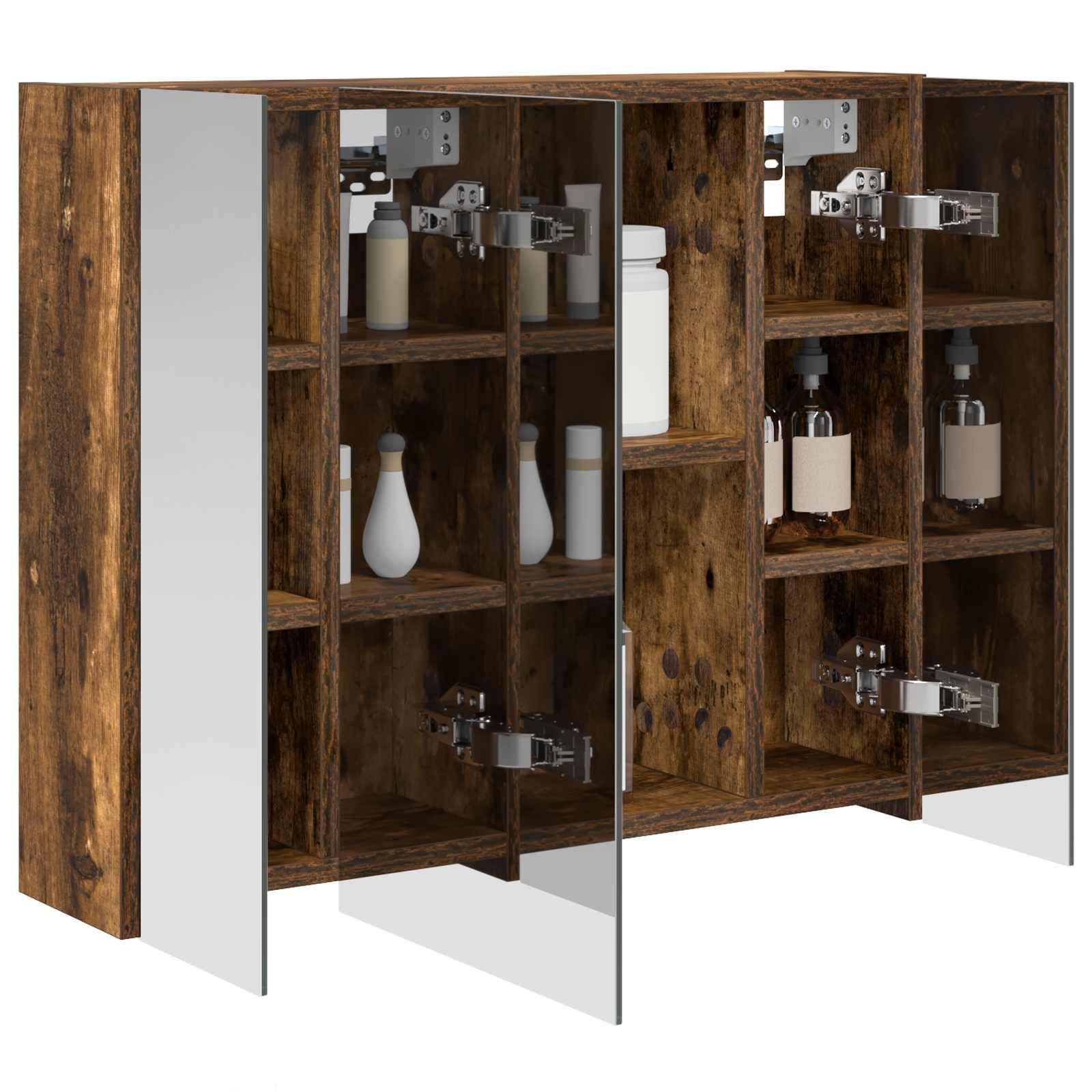 vidaXL Badezimmerspiegelschrank Geräucherte Eiche 60 x 14,5 x 50 cm