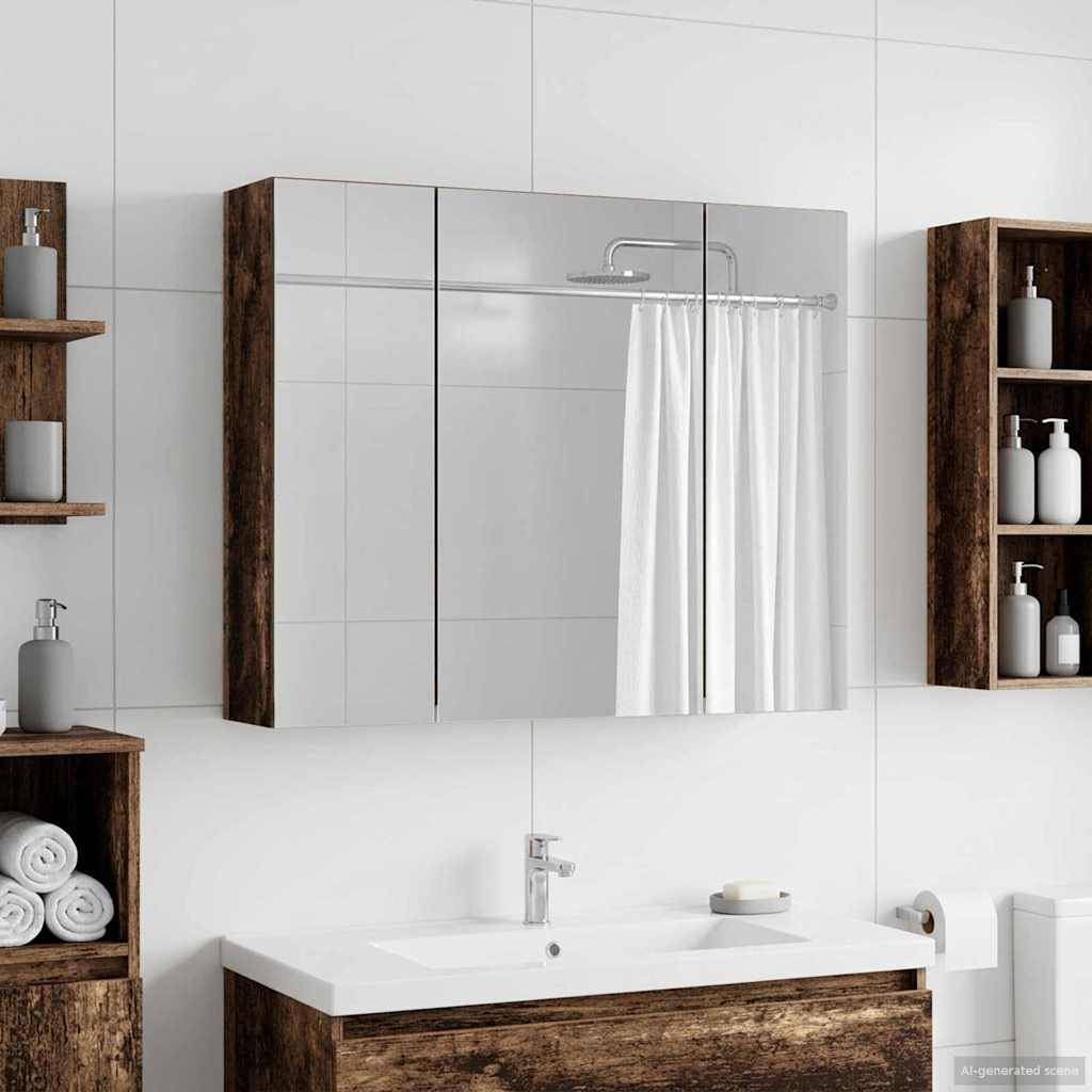 vidaXL Badezimmerspiegelschrank Altholz 60 x 14,5 x 50 cm