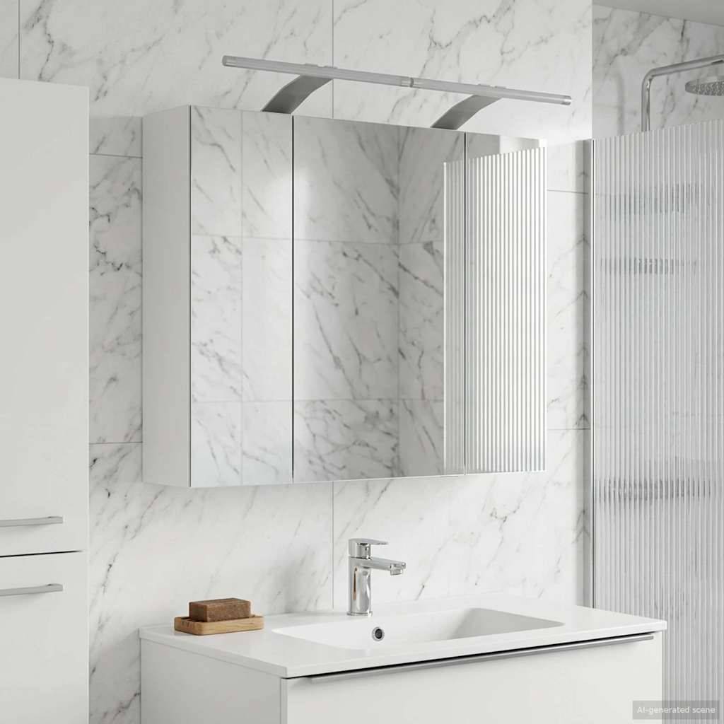 vidaXL Badezimmerspiegelschrank Weiß 60 x 14,5 x 50 cm Holzwerkstoff