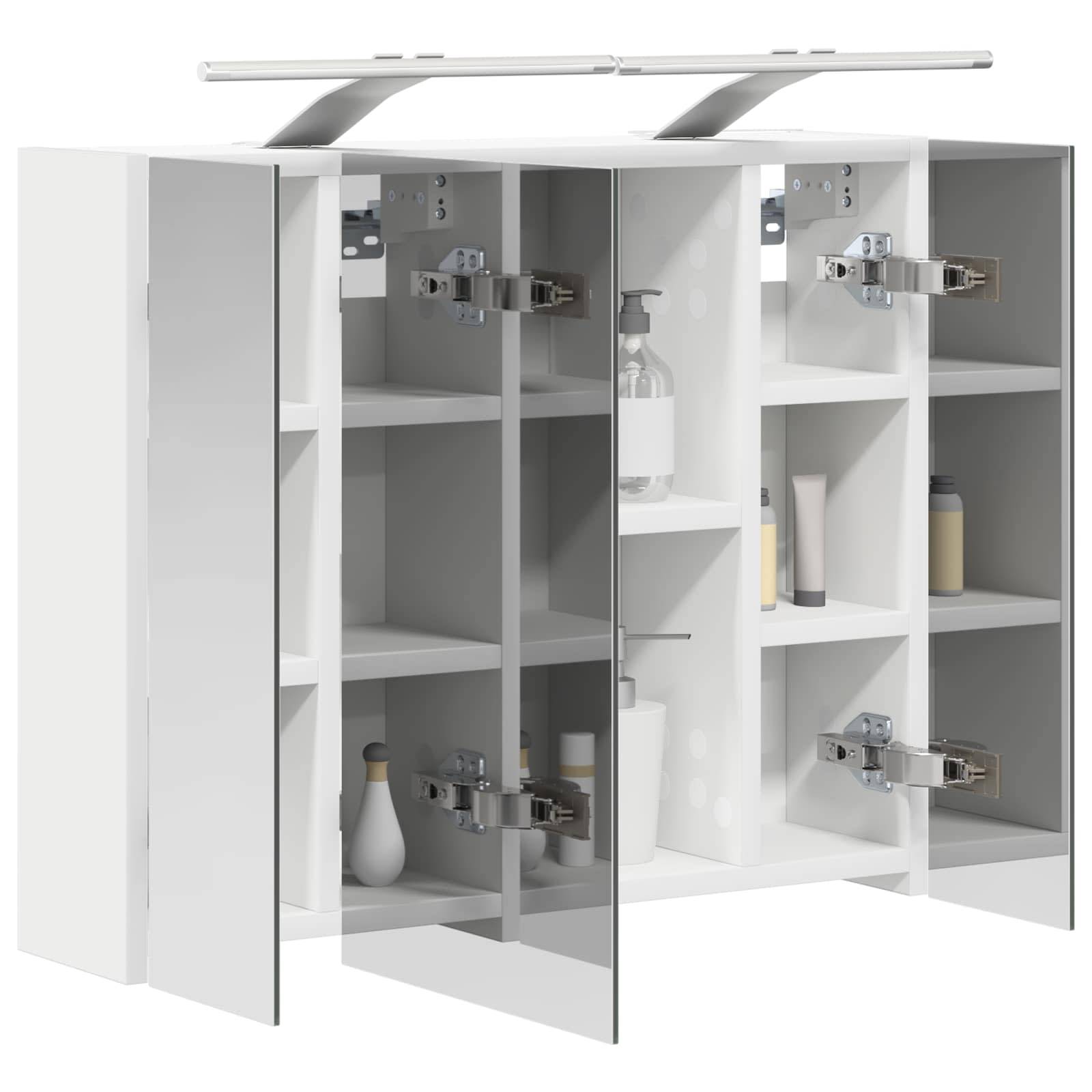 vidaXL Badezimmerspiegelschrank Weiß 60 x 14,5 x 50 cm Holzwerkstoff