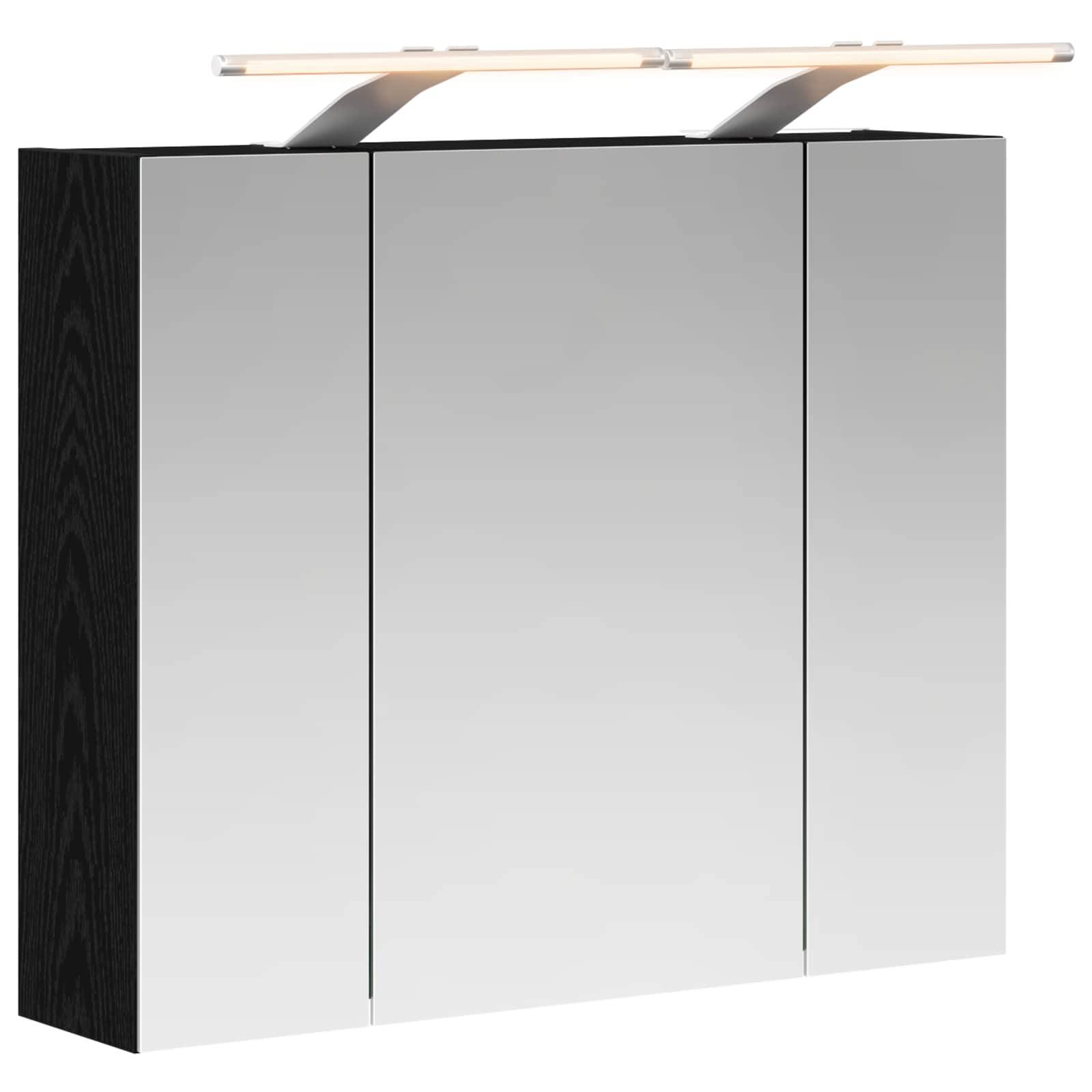 vidaXL Badezimmerspiegelschrank Schwarz Eichen-Optik 60 x 14,5 x 50 cm