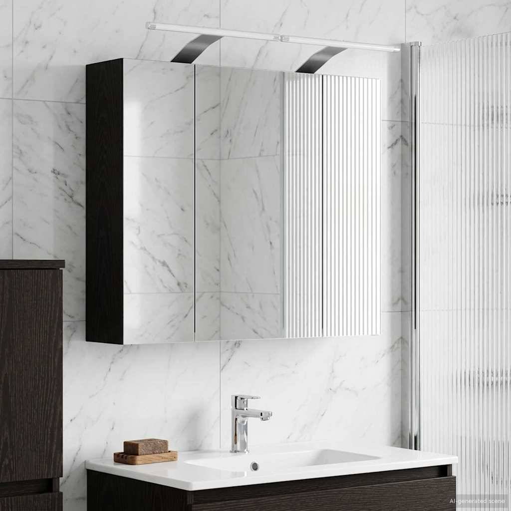 vidaXL Badezimmerspiegelschrank Schwarz Eichen-Optik 60 x 14,5 x 50 cm