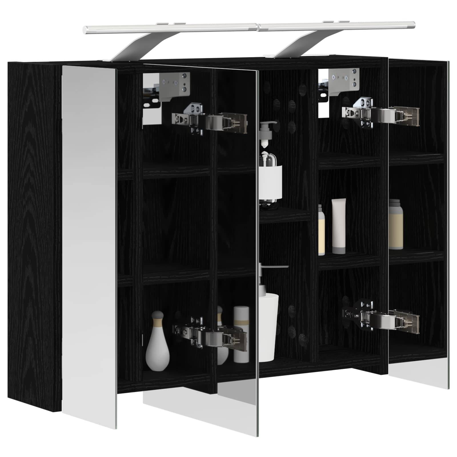 vidaXL Badezimmerspiegelschrank Schwarz Eichen-Optik 60 x 14,5 x 50 cm