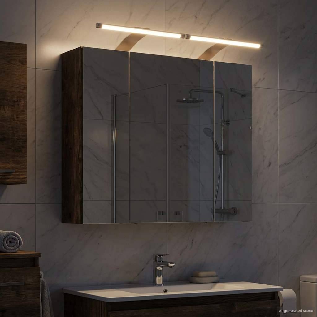 vidaXL Badezimmerspiegelschrank Geräucherte Eiche 60 x 14,5 x 50 cm
