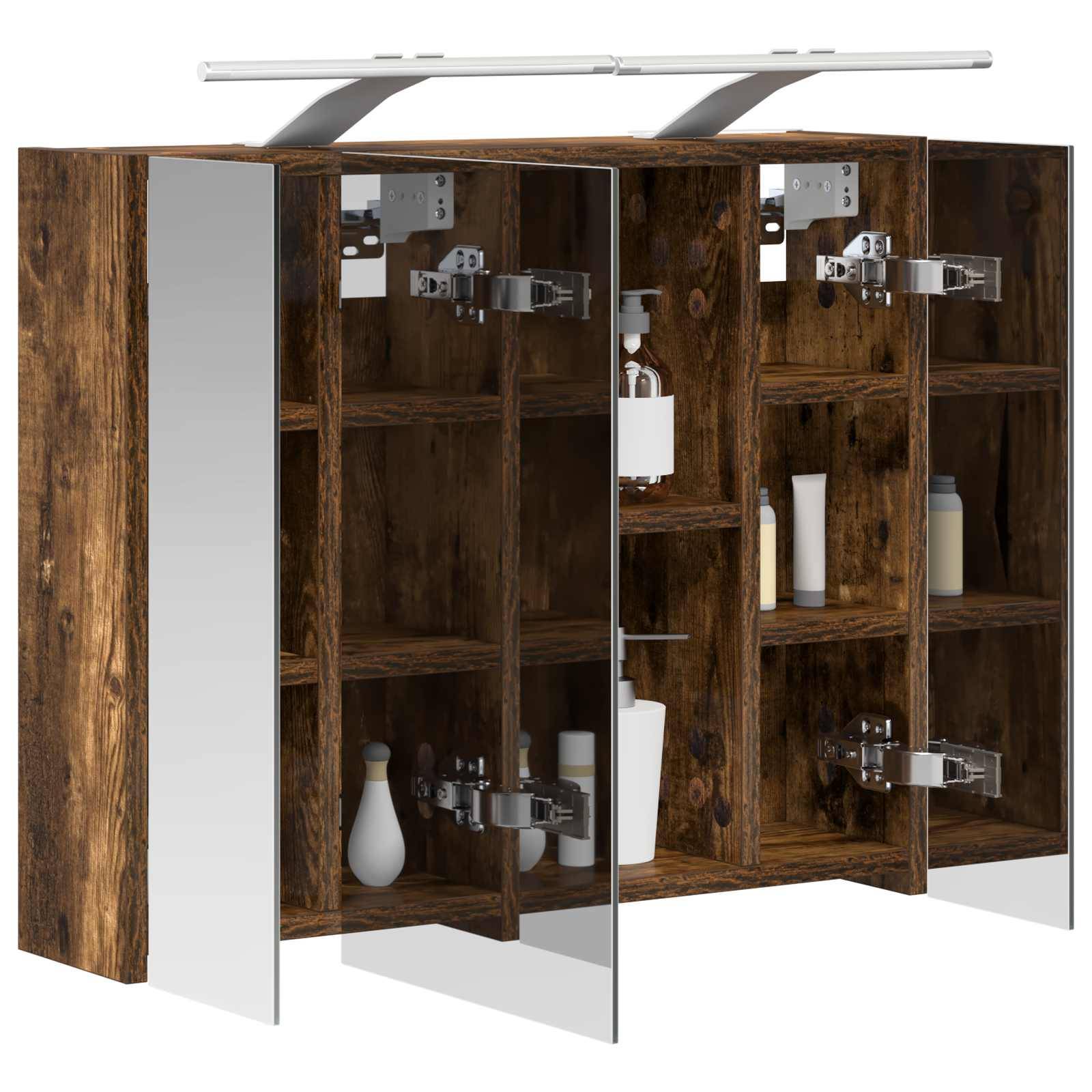 vidaXL Badezimmerspiegelschrank Geräucherte Eiche 60 x 14,5 x 50 cm