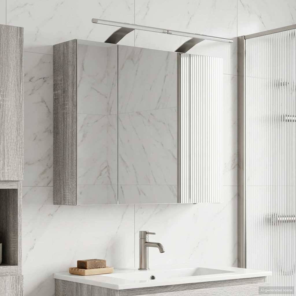 vidaXL Badezimmerspiegelschrank Graues Sonoma 60 x 14,5 x 50 cm