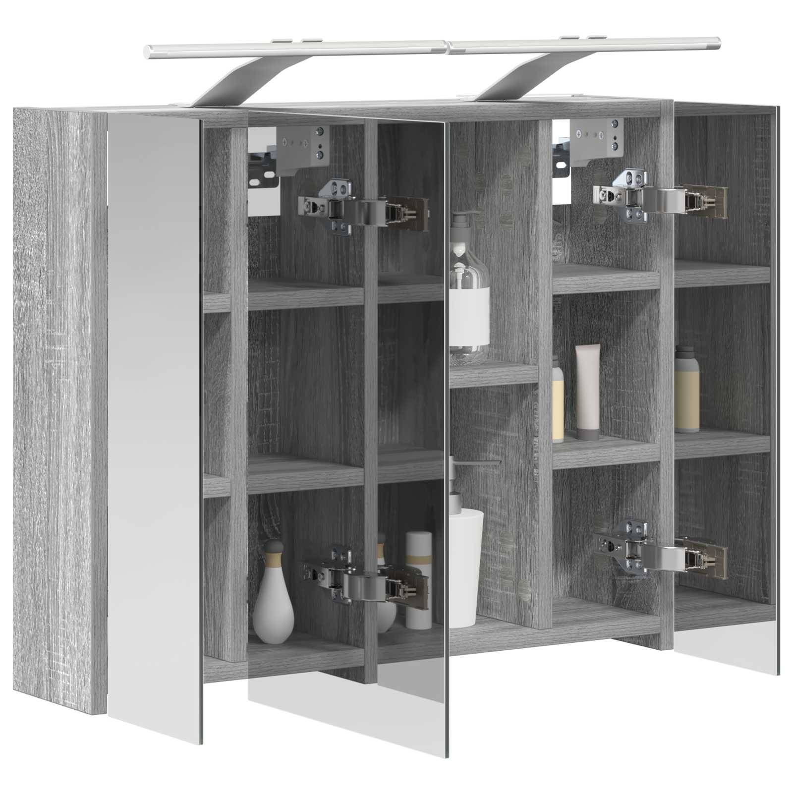 vidaXL Badezimmerspiegelschrank Graues Sonoma 60 x 14,5 x 50 cm