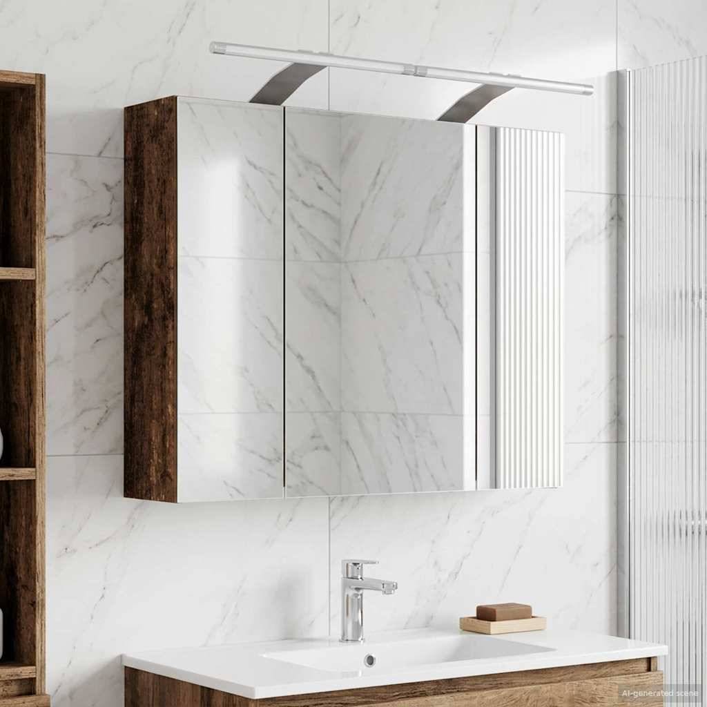 vidaXL Badezimmerspiegelschrank Altholz 60 x 14,5 x 50 cm