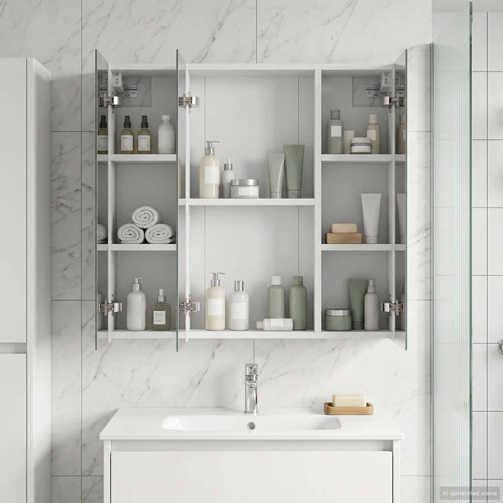 vidaXL Badezimmerspiegelschrank Weiß 70 x 14,5 x 70 cm Holzwerkstoff