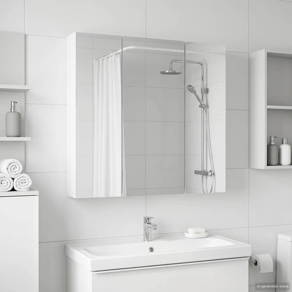 vidaXL Badezimmerspiegelschrank Weiß 70 x 14,5 x 70 cm Holzwerkstoff