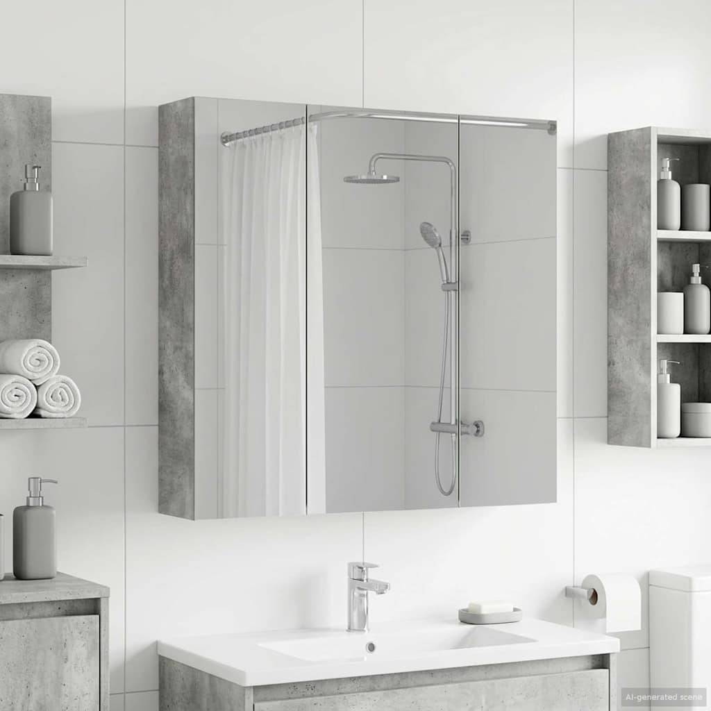 vidaXL Badezimmerspiegelschrank Beton Grau 70 x 14,5 x 70 cm