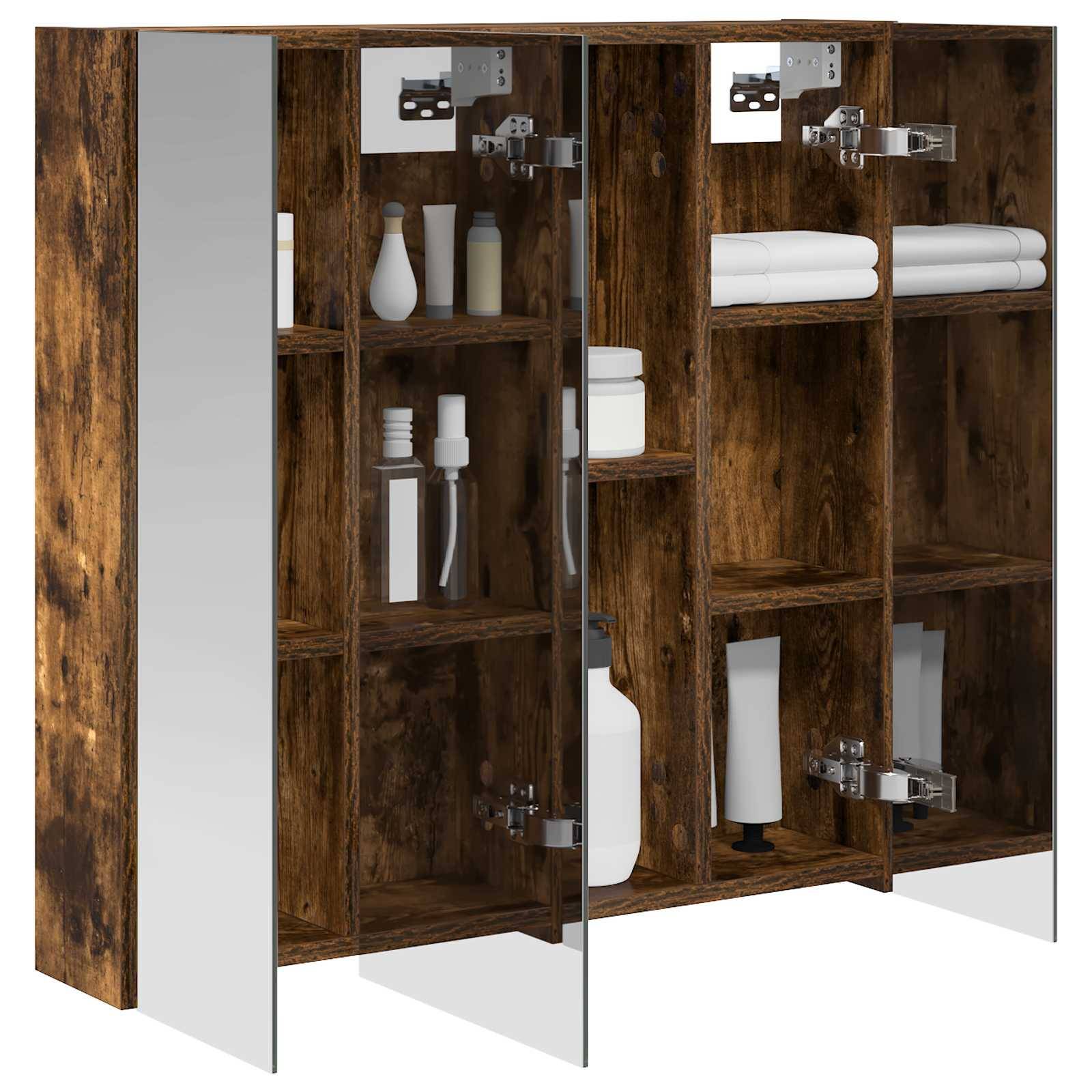vidaXL Badezimmerspiegelschrank Geräucherte Eiche 70 x 14,5 x 70 cm